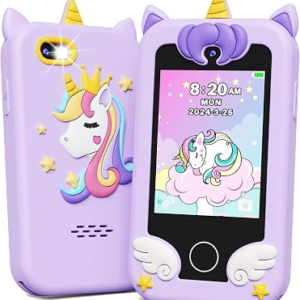 KOKODI Kids Smart Phone, Touchscreen HD Dual Camera Cell Phone for Kids, Christmas Birthday Gifts Dinosaur Play Phone for 3-10 Children, Travel Toy Preschool Learning Education Toy (Purple)