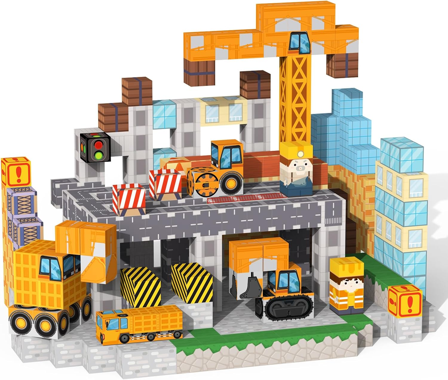VNLINA Magnetic Building Blocks Toys for Kids - 154PCS Magnet Building Cubes Construction Set, STEM Sensory Stacking Toys, Birthday Gifts for Boys Girls Ages 3+