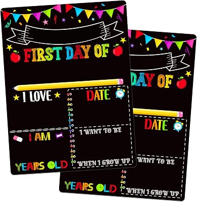 PETCEE First & Last Day of School Sign - Double Sided Back to School Board Sign Reusable and Erasable 1st Day of Preschool Pre-K Kindergarten Photo Props Gifts for Duaghter Son