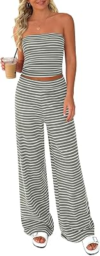 PRETTYGARDEN Womens Striped 2 Piece Lounge Sets