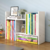 JLD Wood Adjustable 5-Shelf Desktop Bookshelf, Expandable Office Storage Rack, White