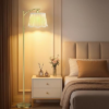 Karjoefar Thickened Gauze Shade Dimmable Arc Floor Lamps for Living Room