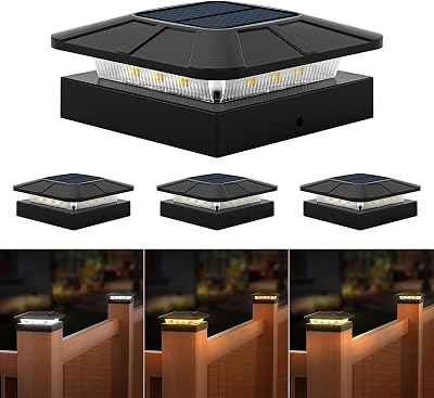 FLAOW 4x4 Solar Post Cap Lights Outdoor 4 Pack