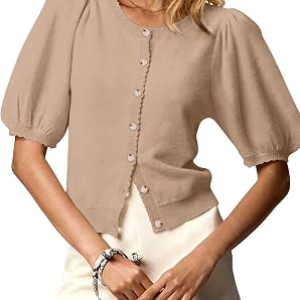 GREAIDEA Womens Puff Short Sleeve Cardigan