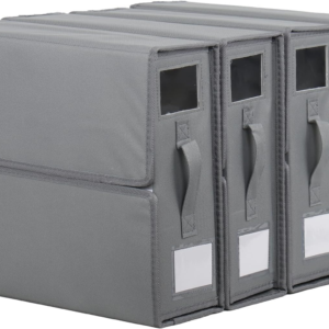 ASHARE 4 Pack Sheet Organizers and Storage Foldable Sheet Organizer for Linen Closet Fabric Container Boxes with Clear Window and Handle for Blanket Comforter Pillow, Grey