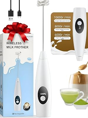 Rechargeable Milk Frother Handheld, Hand Mixer Wand with 3-Speed, Digital Display Drink Mixer Wand, Coffee Frother Handheld for Cappuccino Latte, Portable Hand Mixer