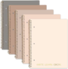Decorably 5-Pack 140 Pages Gold Foiled Spiral College Ruled Notebook Set | 8×10.5in Spring Bound, 3-Hole Punched and Easy Tear-Off Perforated Design, Lined Pages – Work, School, Office
