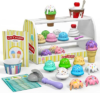 Ice Cream Play Set for Kids – Pretend Play Toy Gifts for 3 4 Year Old Girl | Ice Cream Counter Shop Food with Apron, Scoop, Menu, Fake Money, Toys for Boys Toddlers Ages 3-5