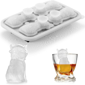ACOOKEE 3D Highland Cow Ice Cube Tray Fun Shapes, Novelty Highland Cow Gifts, Holiday Stocking Stuffers for Men Women, Cute Highland Cattle Ice Mold for Whiskey,Cocktail,Bourbon