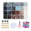720Pcs 6mm Glass Beads Kit for Bracelet Making，Black