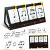 72 Music Note Flash Cards, Music Theory Index Cards with Ring, Foldable Desktop Stand for Kids Beginner Students - Black