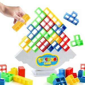 72Pcs Balance Stack Game for Kids 8+ & Adults, w/66 Challenge Cards