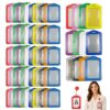 72Pcs Leather Badge Holder, Vertical,Transparent Windows,12 Brightly Colors