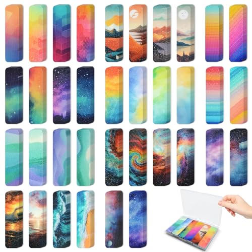 72 Pieces Anxiety Sensory Stickers with Storage Box - Sensory Stickers for ADHD - 2 Textured Surface Adhesives - Sensory Strips for Office & Classroom Desk Relieve Adult & Teen Stress