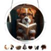 7.4 Inch Dog Reading On Toilet Acrylic Puzzle Suncatcher Indoor & Garden Hanging Decor