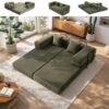 76.38 Inch 5-in-1 Convertible Modular Sofa Bed, Folding Couch, 2-Seater Loveseat Sleeper Floor Sofa with 2 Pillows, No Assembly, for Living Room, Bedroom (Green, 76.38" x 35.04" x26.38", 2.0)
