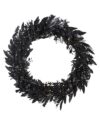 76 cm Pre-lit Black Pine Wreath with Dual LED Lights, Timer & 12 Modes