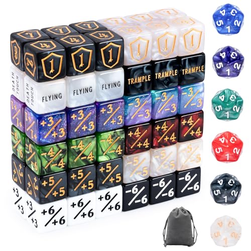 78 Pieces MTG Dice Set with Plus 1 Life Counter & Keyword Token Dice & Shield & Spindown Dice in 12 Colors for MTG, Cards Gaming Accessories