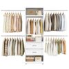 79"H Metal Walk In Closet System, Closet Organizer and Storage with 2 Drawers, 4 Expandable Hanging Rods, Adjustable Wall Mounted Closet System 4-8 FT, Heavy Duty Bedroom Closet Organizer