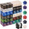 79 Pcs MTG Dice Set in 12 Colors with Plus 1 Life Counter Dices, Buff Ability Keyword Tokens, Shield and Spindown Dice, Life Counter Wheel Bag for MTG, TCG, Cards Gaming Accessories (Black and White)