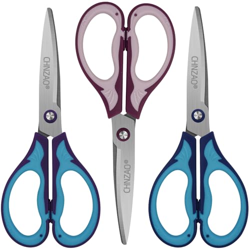 7'' Children Scissors,Kids Scissors for Ages 6-8,8-10,Safety Pointed Tip,Soft Comfort-Grip Ambidextrous for Right & Left Hand,Craft Scissor for School,Classroom,Home Use,3 Pack