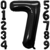 7 Number Balloon Black 40 inch Big Foil Mylar 7th Balloons for 7 Year Old Boy Girl Birthday Party Decorations Wedding Anniversary Events Supplies