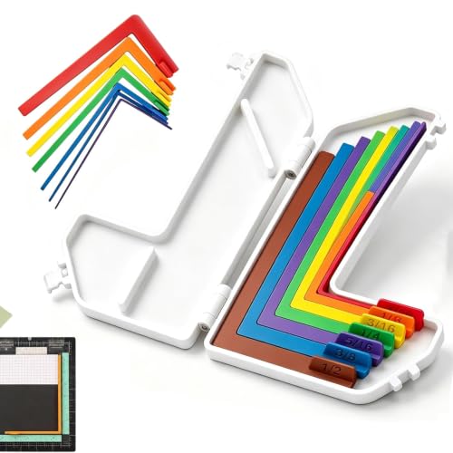 7pcs Paper Crafting Alignment Guides with Case,Precision Layering & Matting Spacers for Card Making and Scrapbooking,Color-Coded Tools with Size Tabs,1/16 to 1/2 Inch Increments for Card Making & DIY