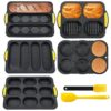 7 Pcs Silicone Baking Molds Set, Nonstick Bread Cake Pans for Multi Oval Shapes, Hamburger Buns and Bread Loaf, Oven Safe Bakeware Kit, Easy Release Kitchen Tool Set