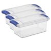7 Quart Small Latching Storage Bin Clear Plastic Container with Latch Lid