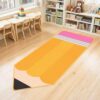 7x3 ft Pencil Classroom Rug Yellow Classroom Carpet Back to School Pencil Playroom Decor Soft Floor Mat Non Slip Cushions for First Day End of The Year Teacher Party Gift School Learning Playing Areas