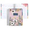 7x9 Coiled Monthly Planner (January 2026 - December 2026) - Bouquet classic cover, Hexagon theme, platinum coil