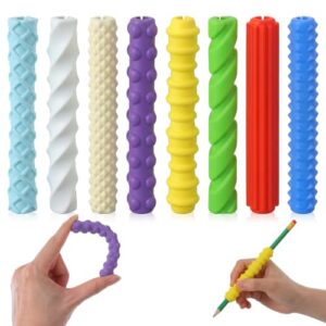 8-Pack Textured Silicone Pen Grip, Sensory Fidget Sleeves for Adults, ADHD Autism Anxiety Relief, Quiet Classroom Travel Fidget Tool for Focus Essentials
