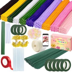 800 PCS Pipe Cleaner Flower Kit with Floral Stem Wire Kit