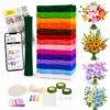 800PCS Pipe Cleaners Craft, 14 Colors Pipe Cleaner Flower Kit with Handle, Chenille Stems Craft Kit with Manual & Video Tutorial, DIY Pipe Cleaner for Home Arts and Crafts Decorations Supplies