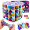 80 Pack Slime Party Favors Kit, Mini Galaxy Bulk Slime Stretchy Stress Relief for Kids 8-12, Soft Putty Toy, Girls and Boys Classroom Reward, Birthday, Goodie Bag Stuffers