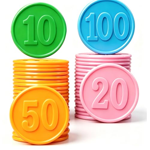80Pcs Plastic Learning Counters with numbers with Storage Box, 4 Colors Bingo Chips with numbers 1 Inches Poker Chips Educational Counting Math Counters Manipulatives Round Game Chips Plastic Counters