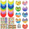 80UncleKimby 20Sets Summer Felt Visor Hats Crafts Kits Bulk, DIY Beach Sun Visor Hat Activities with Stickers for Hawaiian/Luau/Under-the-Sea Party Supplies