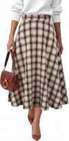 ANRABESS A-Line Plaid Maxi Skirts