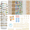 Xylise DIY Jewelry Making Kit, 1000+ Beads with Letters, Turquoise and Pearl Beads, Gold Charms, Bracelet Supplies (Colorful)