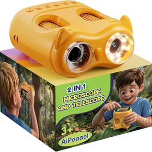 1000X Digital Microscope for Kids Handheld: 2-in-1 Binoculars Portable STEM Toy – Birthday Gift for Boy Girl – Science Kits 10X Magnifying Glass Telescope for Age 3-8 8-12 USB Gadget