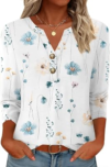 GKBK Womens 3/4 Sleeve V Neck Button Down Henley Shirts