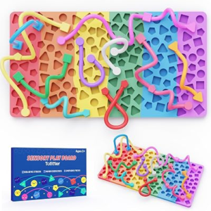 Sensory Activity Board, Fidget Toys for Kids & Adults with Shape Matching, Quiet Busy Board for Travel, Airplane, Car & Classroom, Calming Sensory Toy for Focus & Relaxation, Autism & ADHD Support