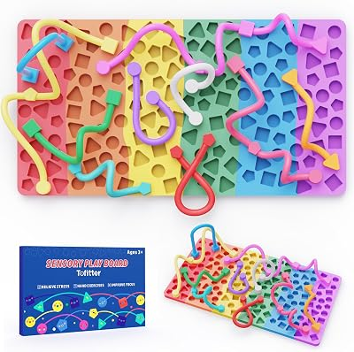 Sensory Activity Board, Fidget Toys for Kids & Adults with Shape Matching, Quiet Busy Board for Travel, Airplane, Car & Classroom, Calming Sensory Toy for Focus & Relaxation, Autism & ADHD Support
