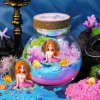 Winnrok Mermaid Terrarium Kit for Girls – DIY Night Light Craft with 13-Color LED, Remote & Timer. Ideal Easter Basket Stuffers, Birthday Gift for Kids Ages 4-8-12. Create Underwater Garden