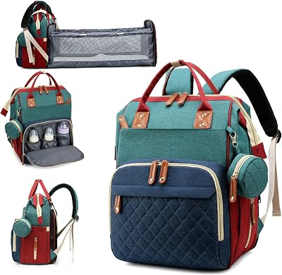 Awanhe Diaper Bag, Backpack with Changing Station, Waterproof Baby Bag for Boys & Girls, USB Charging Port for Parents, Travel Backpack Baby Essentials & Lovely Baby Shower Gifts, RGB