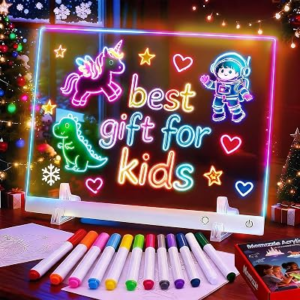 Led Drawing Board with 13 Light Effects, 17″ Rechargeable Glow Doodle LED Note Board with Colors, Neon Light Up Drawing Tablet Gifts for Kids for Education Birthday Christmas Gift Ideas