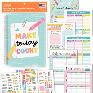 Hadley Designs Teacher Planner 2026-2027 Academic Year – Undated Teacher Lesson Planner Book for Teachers, Homeschool Planners 2026-2027, First Year Teachers Must Haves, Back to School Teaching Gifts