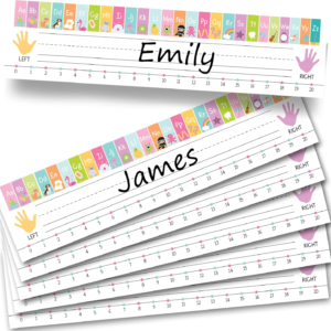 Hadley Designs Desk Name Tags for Classroom –25 Student Name Tags for Desks, 13×3 Name Plates for Classroom Decor, Teacher Supplies, Pastel Nametags, 1st-3rd Grade Kindergarten Preschool Must Haves