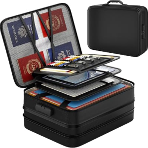 Nacial 5200℉ Fireproof Document Box with Lock, Expandable Document Organizer, Heat Insulated Fireproof Waterproof Box for File Storage, ﻿Portable Sturdy Handle for Important Documents Home Travel