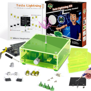 eUda+ STEM Tesla Lightning Kit for Kids&Adults Science Kits for Kids Age 12-14 Build Your Tesla Coil Kit Stem Kits for Kids Age 14-16 Soldering Practice Kit for Beginners 12+ (Soldering Version, RFG)